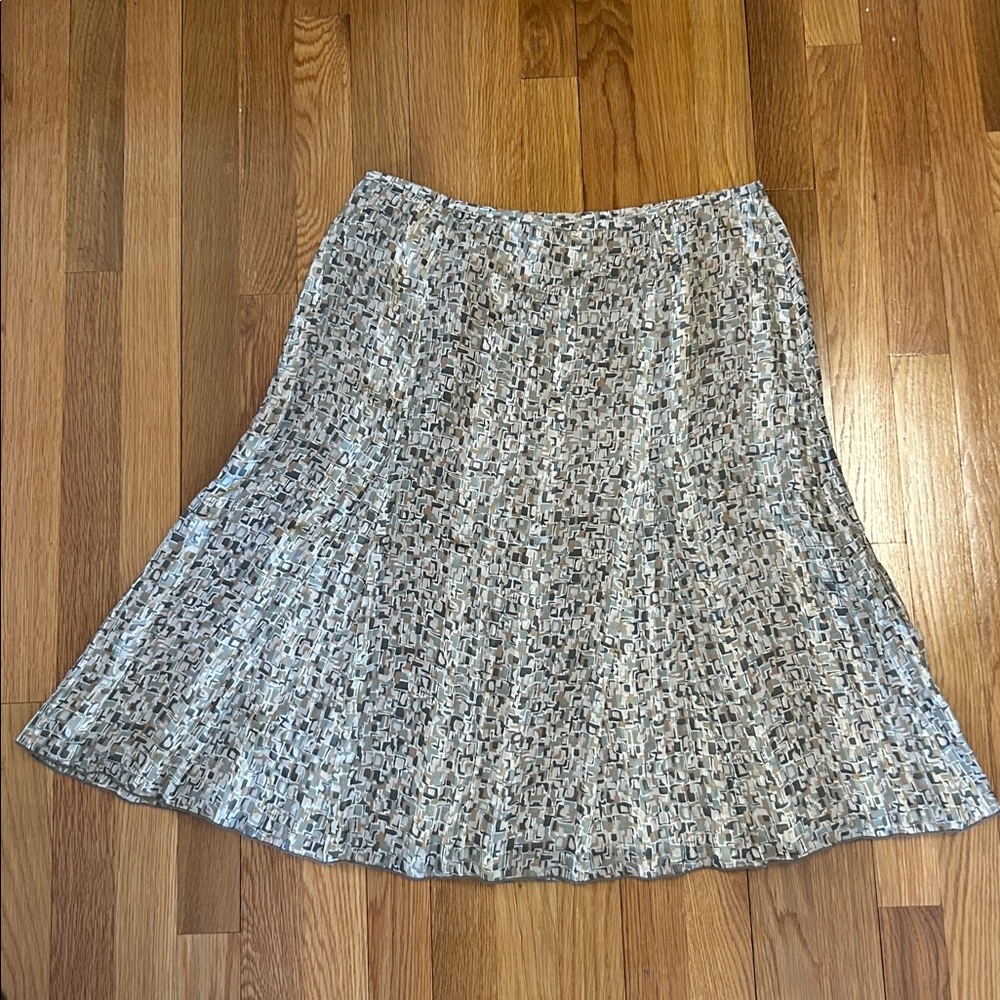 Vintage Talbots 100% Silk Patterned Knee Length Skirt